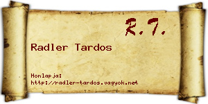 Radler Tardos névjegykártya
